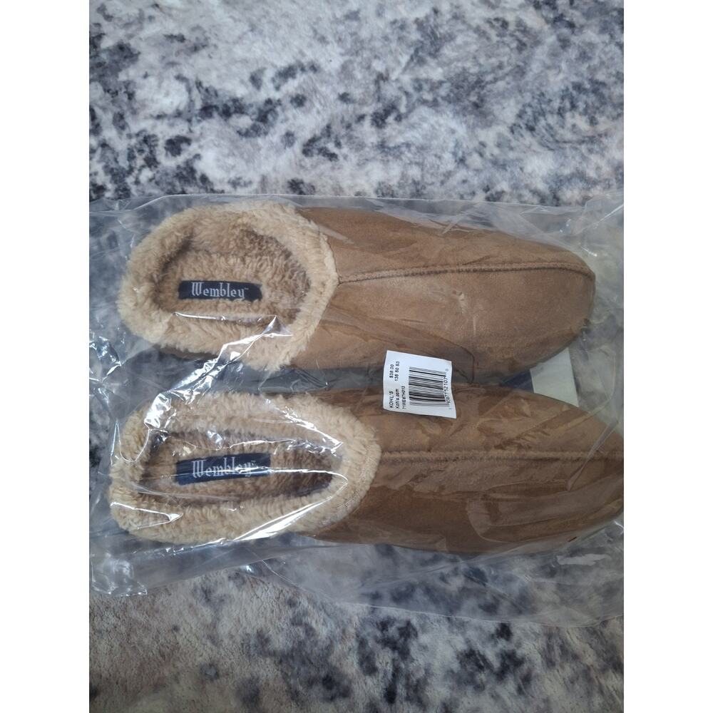Wembley Men Memory Foam Slippers NWT Indoor/Outdoor Faux Fur Lining Nonskid XXL